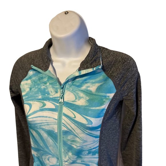 Justice Active gray blue and green zip jacket with thumb holes size 10 - Picture 9 of 9